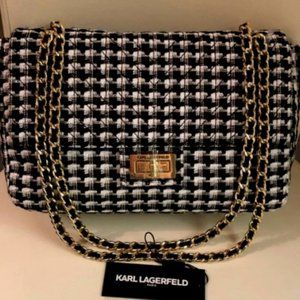 NWT Karl Lagerfeld Black  Fabric Shoulder Bag